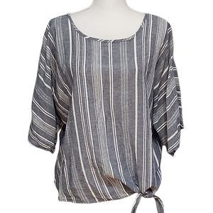 Time and Tru Gray Striped Women's Top